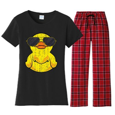 Cool Duckie Sunglasses Duckling Funny Ducky Rubber Duck Women's Flannel Pajama Set