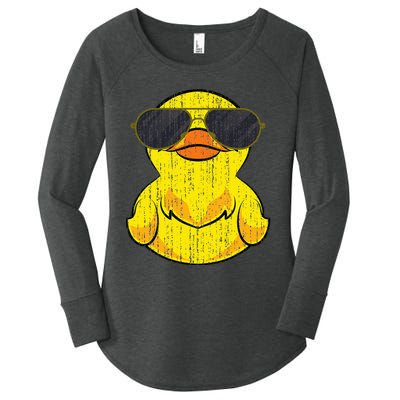 Cool Duckie Sunglasses Duckling Funny Ducky Rubber Duck Women's Perfect Tri Tunic Long Sleeve Shirt