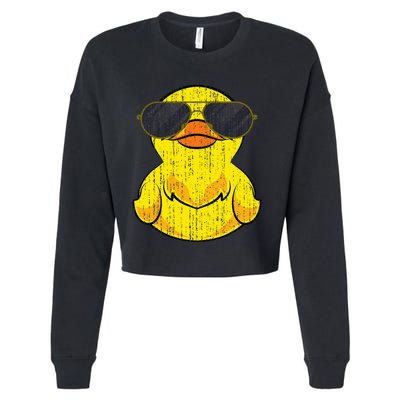 Cool Duckie Sunglasses Duckling Funny Ducky Rubber Duck Cropped Pullover Crew