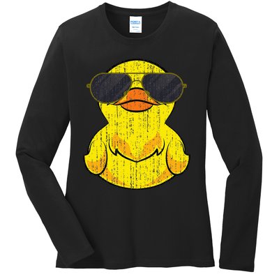 Cool Duckie Sunglasses Duckling Funny Ducky Rubber Duck Ladies Long Sleeve Shirt