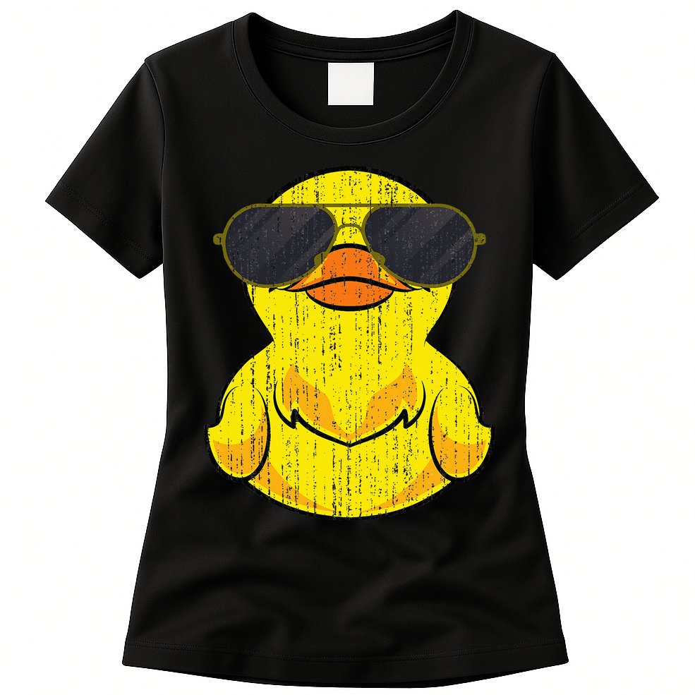 Cool Duckie Sunglasses Duckling Funny Ducky Rubber Duck Womens T-Shirt