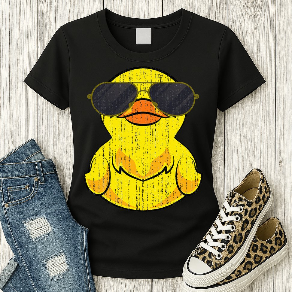 Cool Duckie Sunglasses Duckling Funny Ducky Rubber Duck Womens T-Shirt