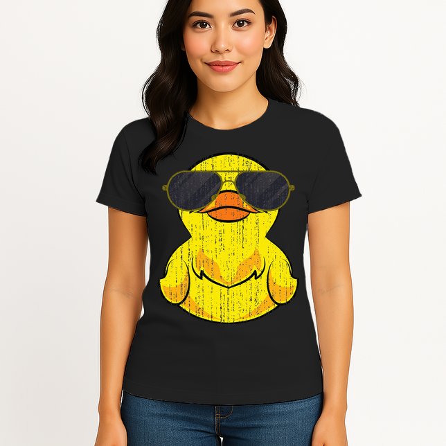 Cool Duckie Sunglasses Duckling Funny Ducky Rubber Duck Womens T-Shirt