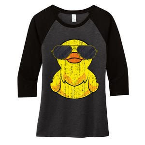 Cool Duckie Sunglasses Duckling Funny Ducky Rubber Duck Women's Tri-Blend 3/4-Sleeve Raglan Shirt