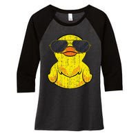 Cool Duckie Sunglasses Duckling Funny Ducky Rubber Duck Women's Tri-Blend 3/4-Sleeve Raglan Shirt