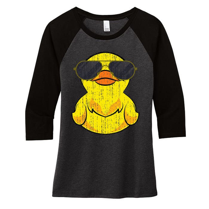 Cool Duckie Sunglasses Duckling Funny Ducky Rubber Duck Women's Tri-Blend 3/4-Sleeve Raglan Shirt