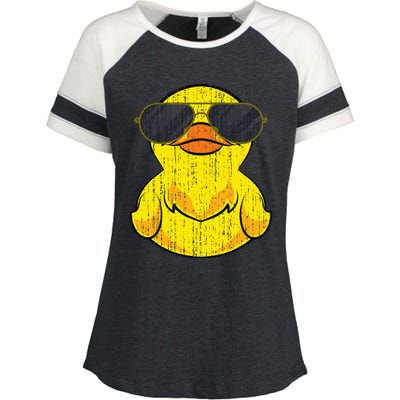 Cool Duckie Sunglasses Duckling Funny Ducky Rubber Duck Enza Ladies Jersey Colorblock Tee