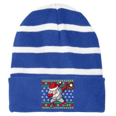 Christmas Dabbing Santa Baseball Dad Uncle Brother Gift Striped Beanie with Solid Band