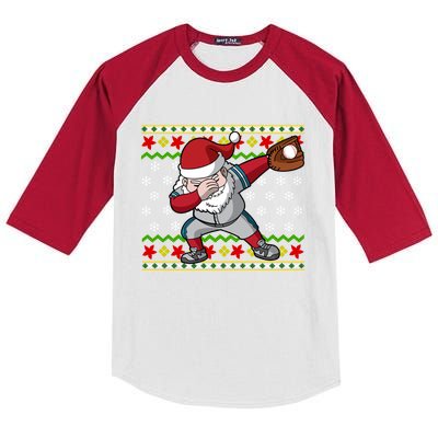 Christmas Dabbing Santa Baseball Dad Uncle Brother Gift Kids Colorblock Raglan Jersey