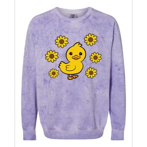 Cute Duck Summer Sunflower Kawaii Duck Colorblast Crewneck Sweatshirt