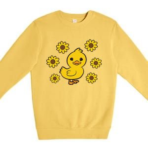 Cute Duck Summer Sunflower Kawaii Duck Premium Crewneck Sweatshirt