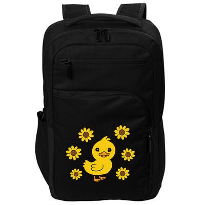 Cute Duck Summer Sunflower Kawaii Duck Impact Tech Backpack