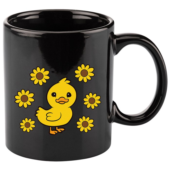 Cute Duck Summer Sunflower Kawaii Duck 11oz C Handle Ceramic Mug