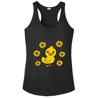 Cute Duck Summer Sunflower Kawaii Duck Ladies PosiCharge Competitor Racerback Tank