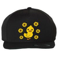 Cute Duck Summer Sunflower Kawaii Duck Wool Snapback Cap