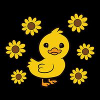 Cute Duck Summer Sunflower Kawaii Duck Wool Snapback Cap