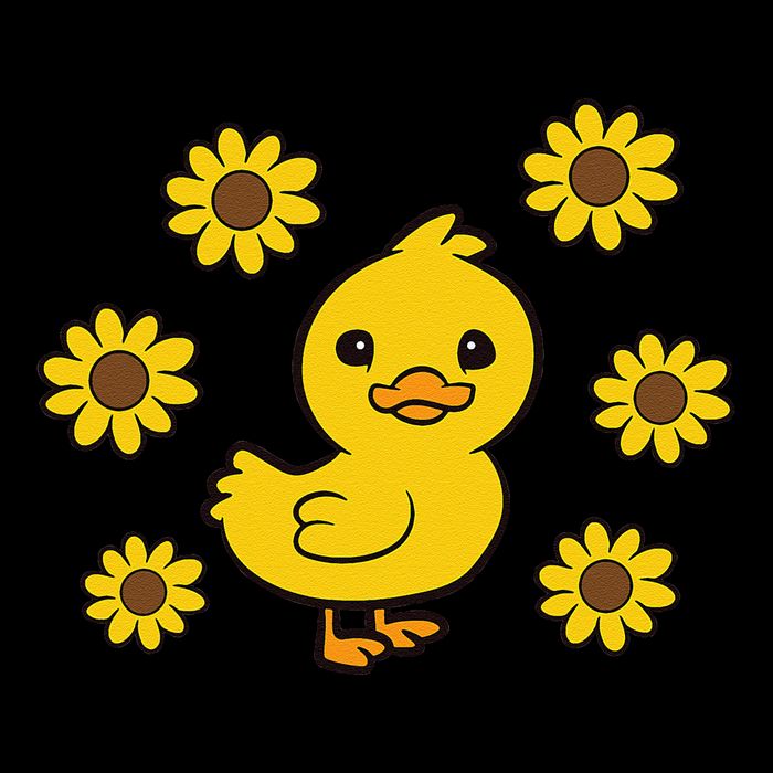 Cute Duck Summer Sunflower Kawaii Duck Wool Snapback Cap