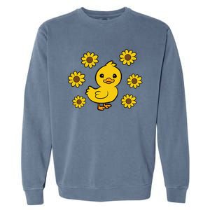 Cute Duck Summer Sunflower Kawaii Duck Garment-Dyed Sweatshirt