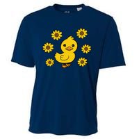 Cute Duck Summer Sunflower Kawaii Duck Cooling Performance Crew T-Shirt