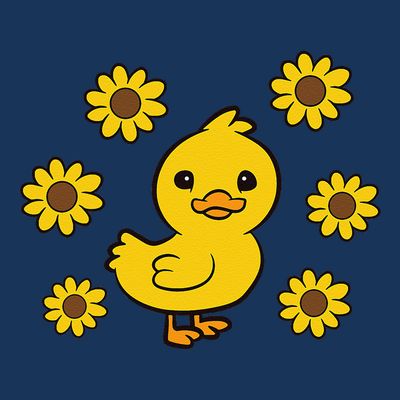 Cute Duck Summer Sunflower Kawaii Duck T-Shirt
