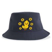 Cute Duck Summer Sunflower Kawaii Duck Sustainable Bucket Hat
