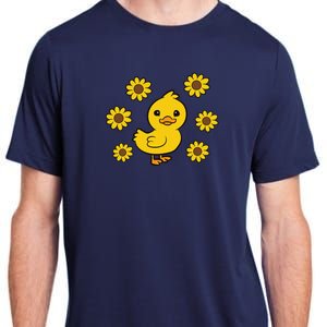 Cute Duck Summer Sunflower Kawaii Duck Adult ChromaSoft Performance T-Shirt