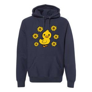 Cute Duck Summer Sunflower Kawaii Duck Premium Hoodie