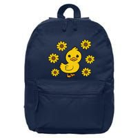 Cute Duck Summer Sunflower Kawaii Duck 16 in Basic Backpack