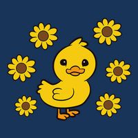 Cute Duck Summer Sunflower Kawaii Duck 16 in Basic Backpack