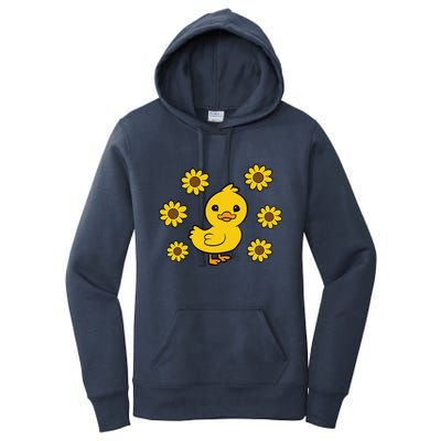 Cute Duck Summer Sunflower Kawaii Duck Women's Pullover Hoodie