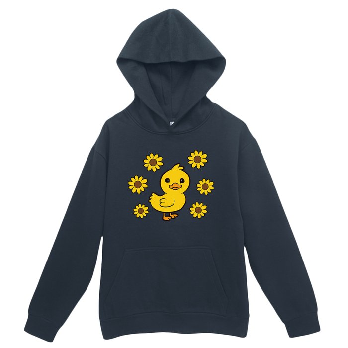 Cute Duck Summer Sunflower Kawaii Duck Urban Pullover Hoodie