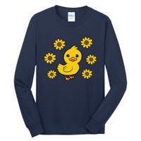 Cute Duck Summer Sunflower Kawaii Duck Tall Long Sleeve T-Shirt