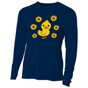 Cute Duck Summer Sunflower Kawaii Duck Cooling Performance Long Sleeve Crew