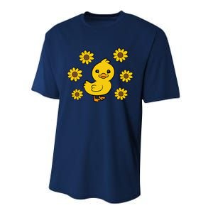 Cute Duck Summer Sunflower Kawaii Duck Performance Sprint T-Shirt