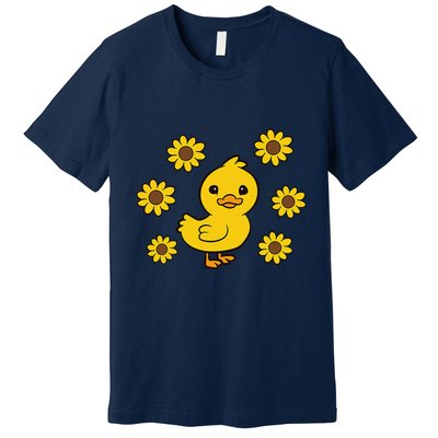 Cute Duck Summer Sunflower Kawaii Duck Premium T-Shirt