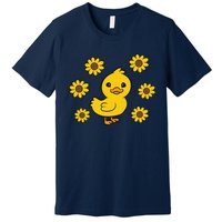 Cute Duck Summer Sunflower Kawaii Duck Premium T-Shirt