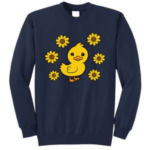 Cute Duck Summer Sunflower Kawaii Duck Tall Sweatshirt