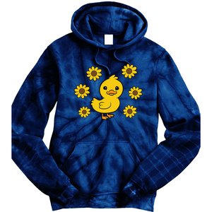 Cute Duck Summer Sunflower Kawaii Duck Tie Dye Hoodie