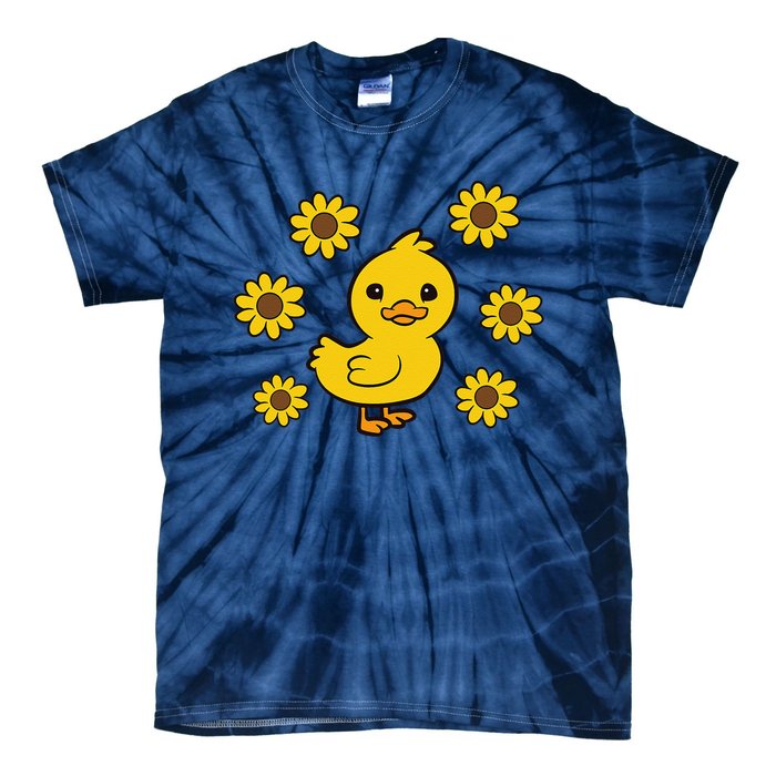 Cute Duck Summer Sunflower Kawaii Duck Tie-Dye T-Shirt