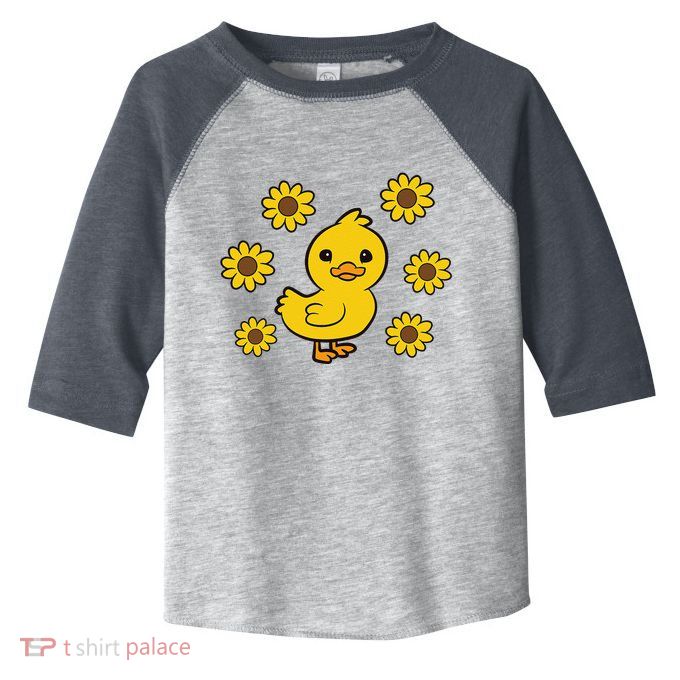 Cute Duck Summer Sunflower Kawaii Duck Toddler Fine Jersey T-Shirt