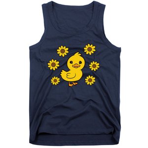 Cute Duck Summer Sunflower Kawaii Duck Tank Top