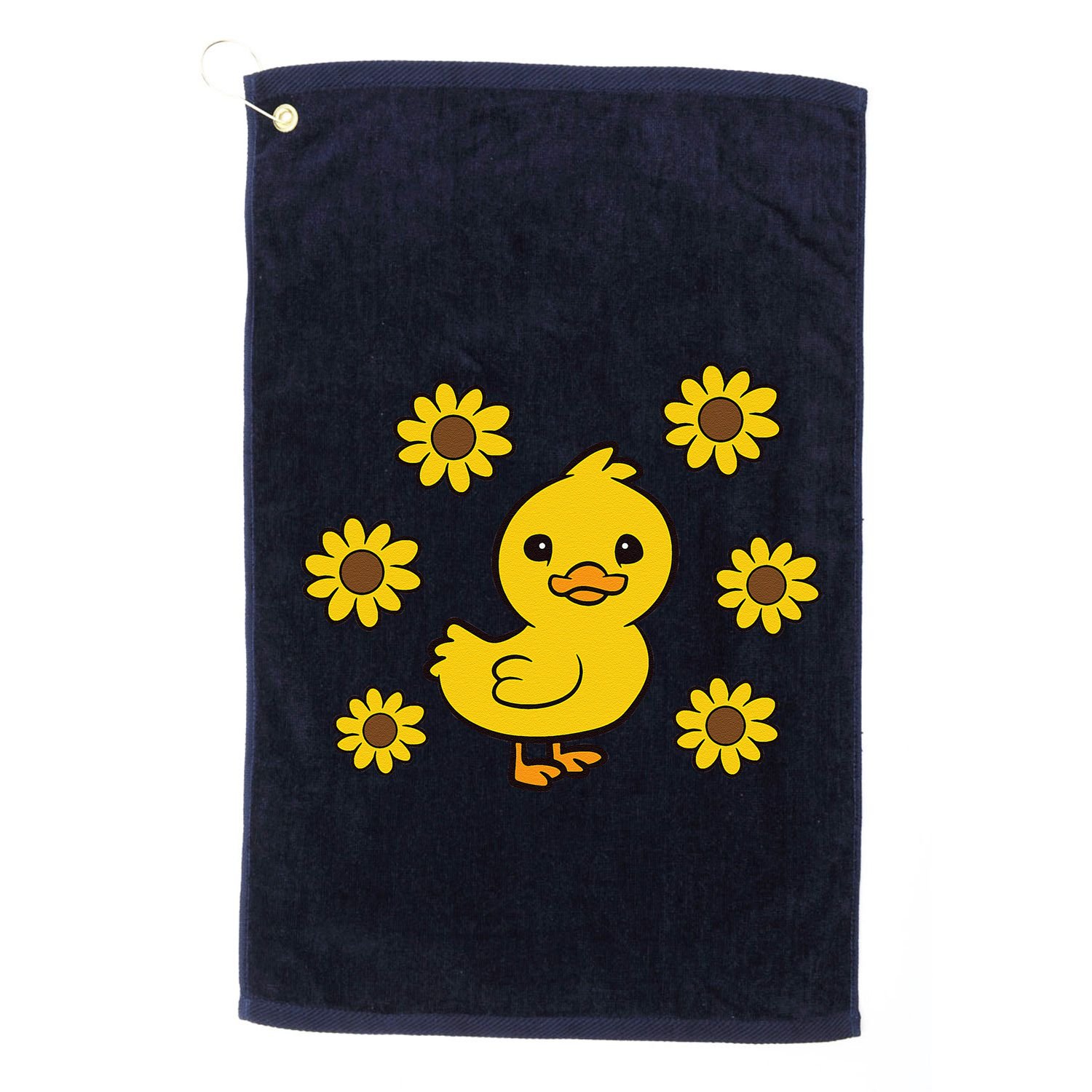 Cute Duck Summer Sunflower Kawaii Duck Golf Towel