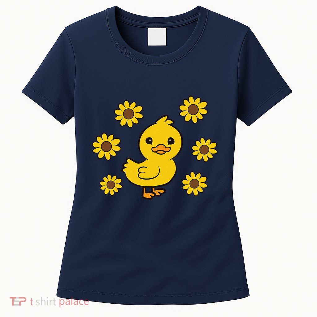 Cute Duck Summer Sunflower Kawaii Duck Womens T-Shirt