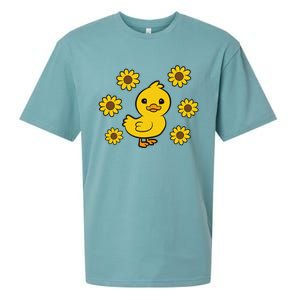 Cute Duck Summer Sunflower Kawaii Duck Sueded Cloud Jersey T-Shirt