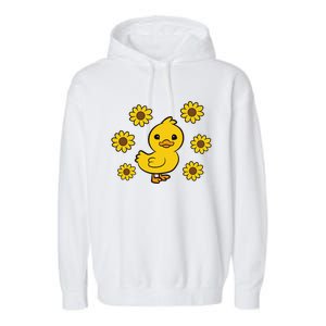 Cute Duck Summer Sunflower Kawaii Duck Garment-Dyed Fleece Hoodie