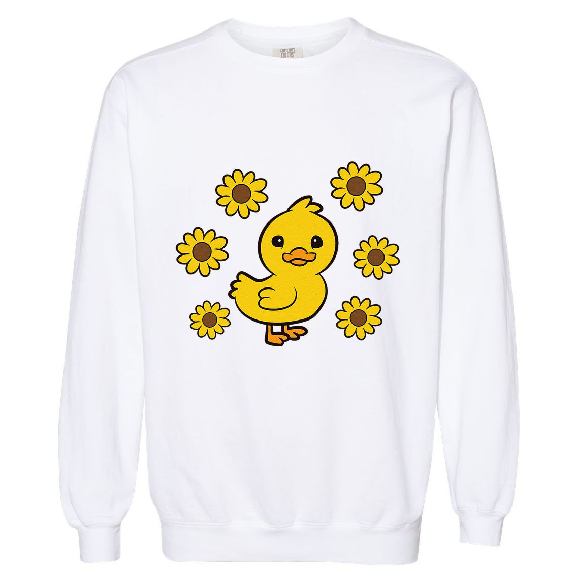 Cute Duck Summer Sunflower Kawaii Duck Garment-Dyed Sweatshirt