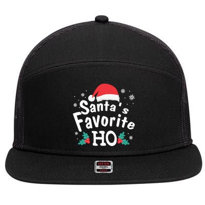 Christmas Day Santa Favorite Ho Funny 7 Panel Mesh Trucker Snapback Hat