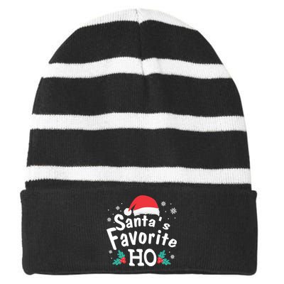 Christmas Day Santa Favorite Ho Funny Striped Beanie with Solid Band