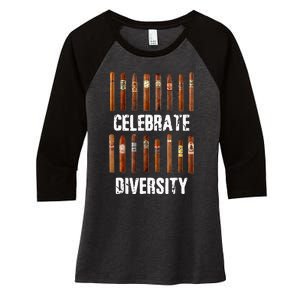 Celebrate Diversity Smoke Cigars Cigar Smoking Women's Tri-Blend 3/4-Sleeve Raglan Shirt