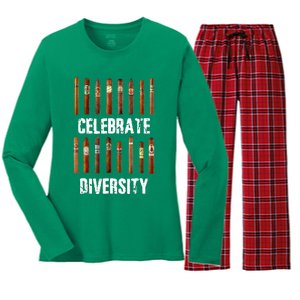 Celebrate Diversity Smoke Cigars Cigar Smoking Women's Long Sleeve Flannel Pajama Set 